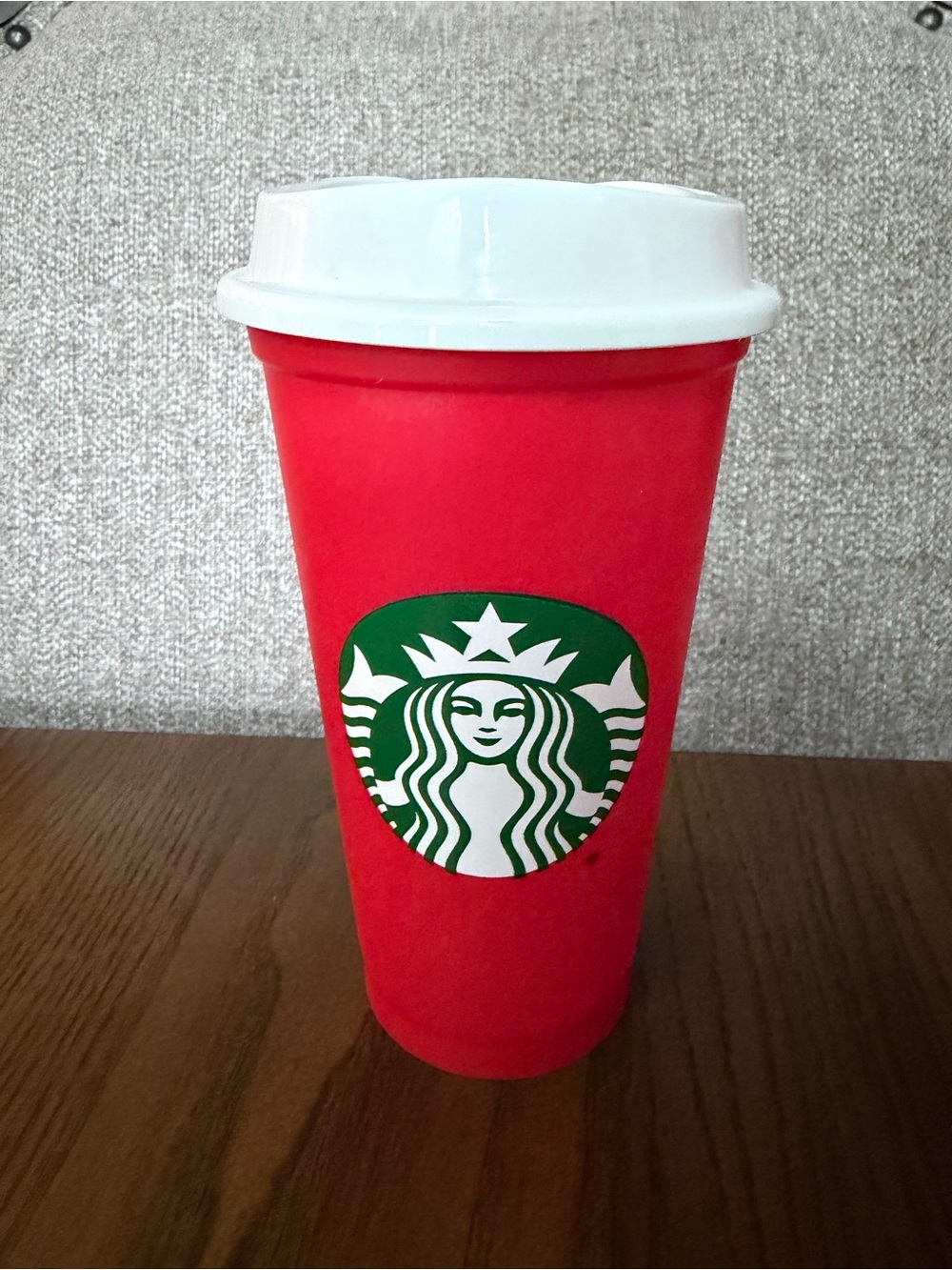 Starbucks Red Cup with White Lid and Green Logo